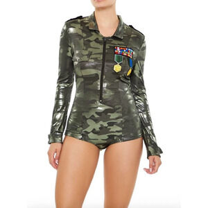 Forplay Army Cadet Military Costume Camo Sexy NWT Size S/M Halloween